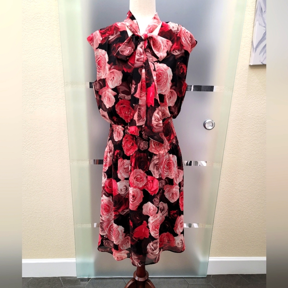 WHBM Floral Print Sleeveless V-neck Women's Dress size Medium